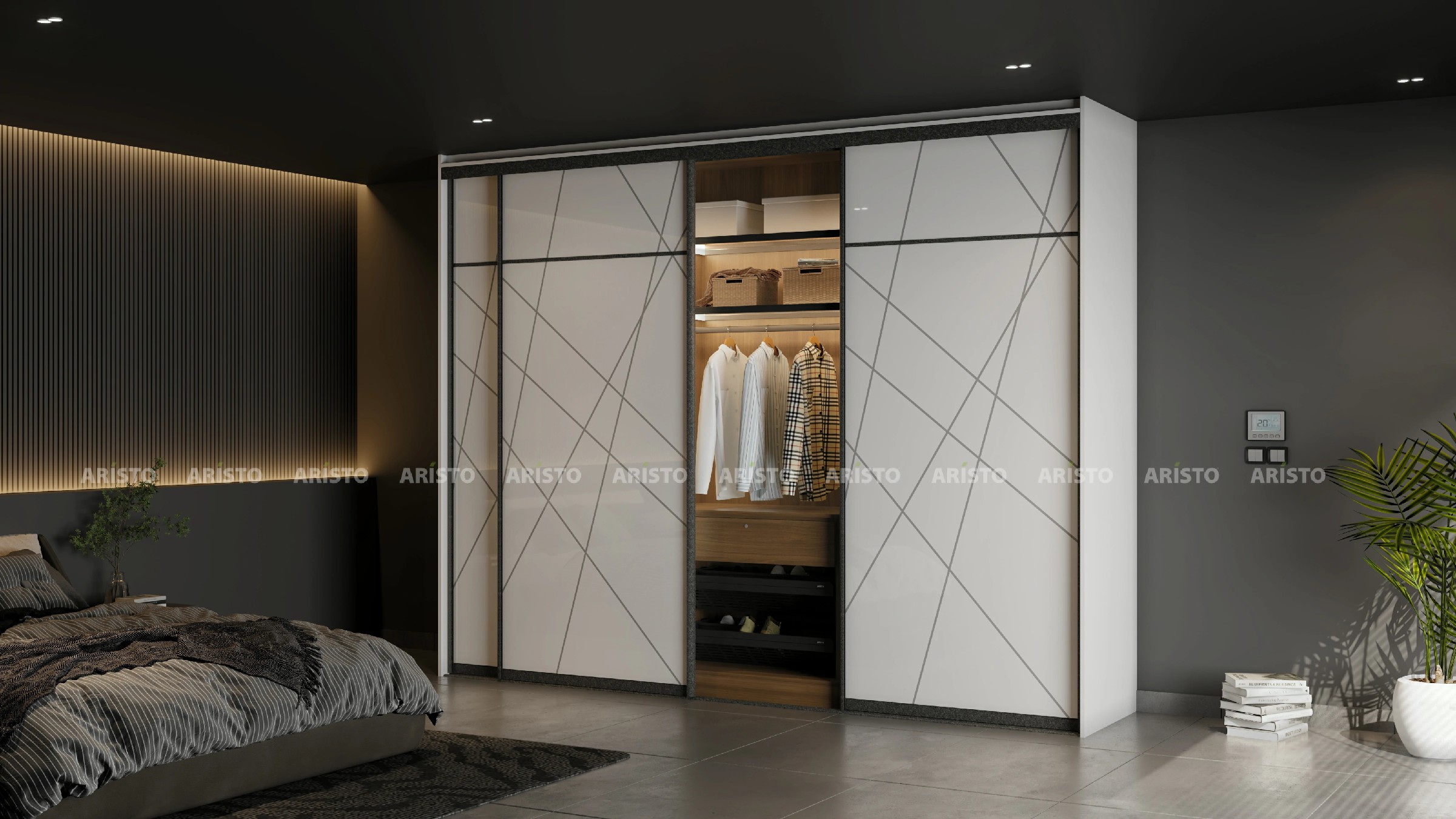 STR 07 - SHUTTER FINISH - PURE WHITE,GREY STONE(HIGH GLOSSY)